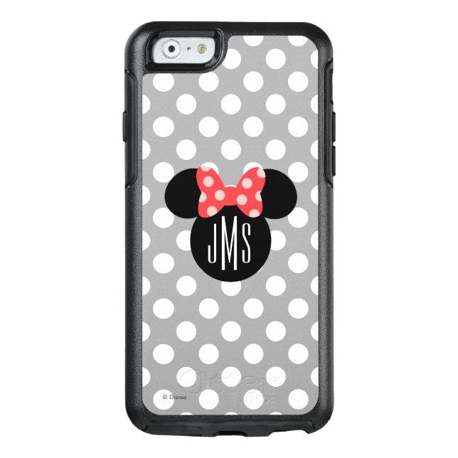Minnie Polka Dot Head Silhouette | Monogram Otterbox iPhone Case (Back)