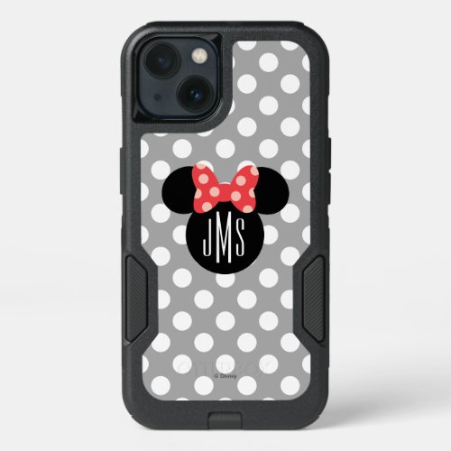 Minnie Polka Dot Head Silhouette  Monogram iPhone 13 Case