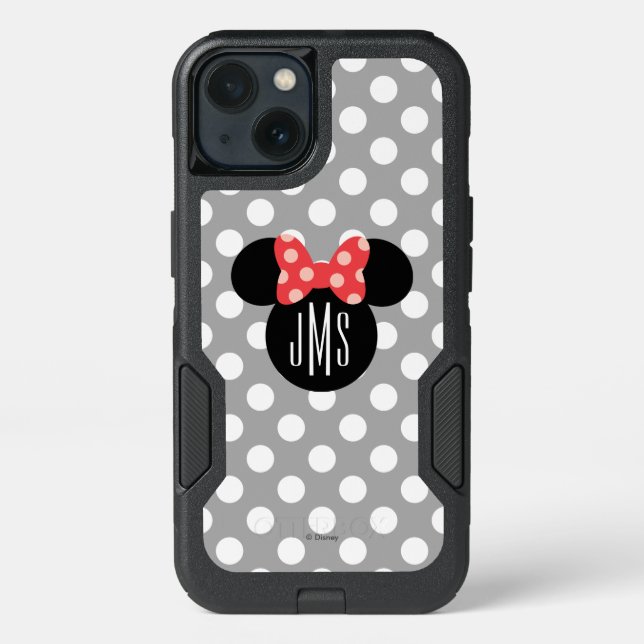 Minnie Polka Dot Head Silhouette | Monogram Otterbox iPhone Case (Back)