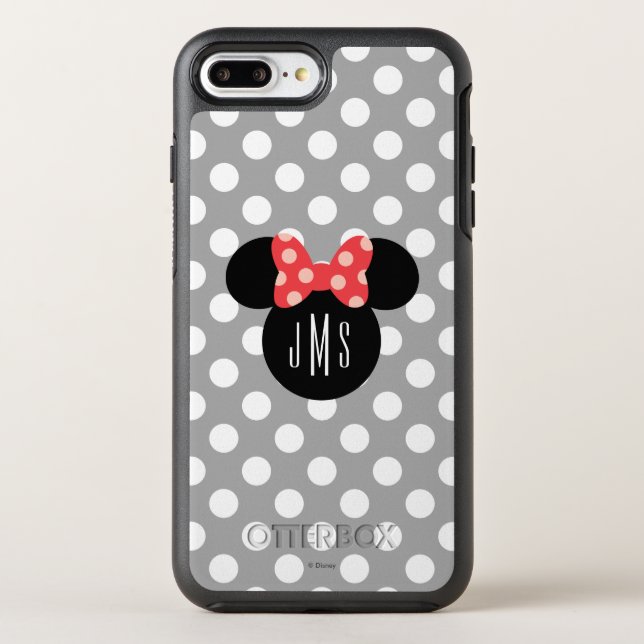 Minnie Polka Dot Head Silhouette | Monogram Otterbox iPhone Case (Back)
