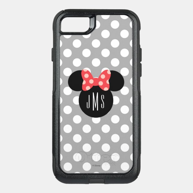 Minnie Polka Dot Head Silhouette | Monogram Otterbox iPhone Case (Back)