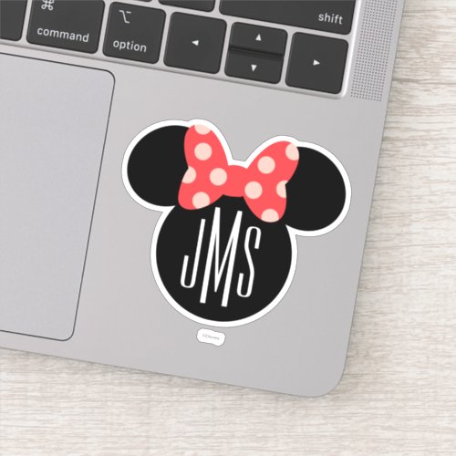 Minnie Polka Dot Head Silhouette  Monogram Sticker