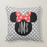Minnie Polka Dot Head Silhouette | Monogram Throw Pillow<br><div class="desc">Customize this Minnie Mouse Head Silhouette with your monogram.</div>