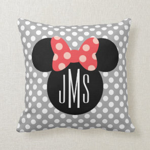 Minnie Polka Dot Head Silhouette | Monogram Throw Pillow