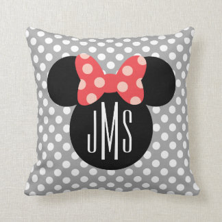 Minnie Polka Dot Head Silhouette | Monogram Throw Pillow