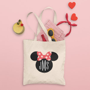 Minnie Polka Dot Head Silhouette   Monogram Tote Bag
