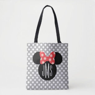 Minnie Polka Dot Head Silhouette Monogram Tote Bag