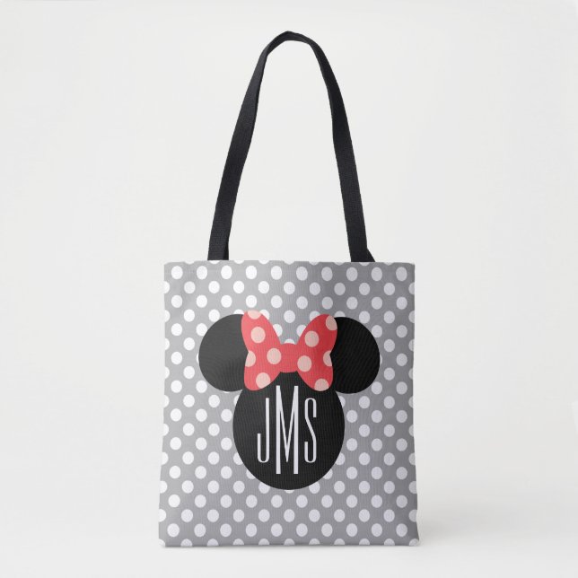 Minnie Polka Dot Head Silhouette | Monogram Tote Bag (Front)