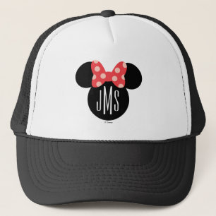Minnie Polka Dot Head Silhouette   Monogram Trucker Hat