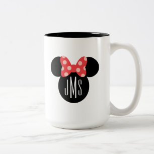 Minnie Polka Dot Head Silhouette Monogram Two-Tone Coffee Mug