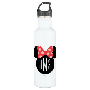 Minnie Polka Dot Head Silhouette   Monogram Water Bottle