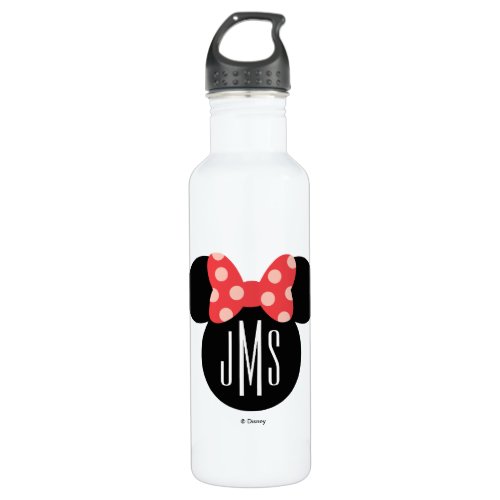 Minnie Polka Dot Head Silhouette  Monogram Water Bottle