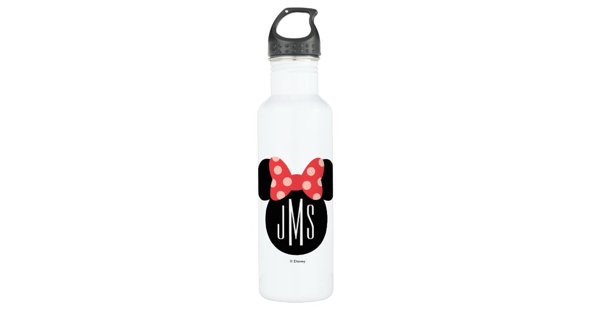 Personalized Minnie Mouse in Red Polka Dot Dress Water Bottle