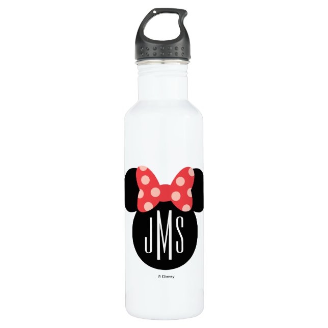Minnie Polka Dot Head Silhouette | Monogram Water Bottle (Front)