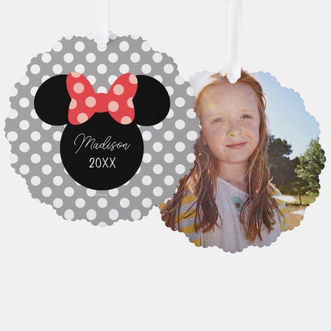 Minnie Polka Dot Head Silhouette Ornament Card (Front/Back)