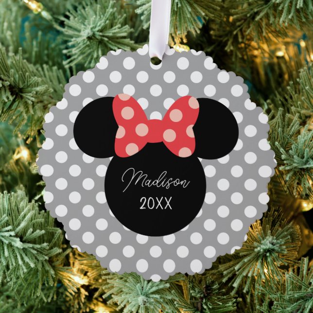 Minnie Polka Dot Head Silhouette Ornament Card (Insitu (Tree))