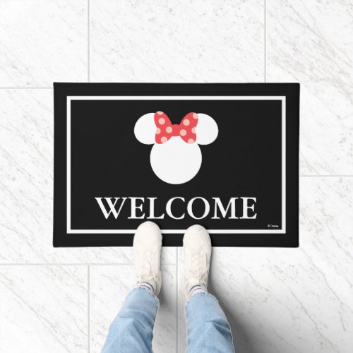 Minnie Polka Dot Head Silhouette  Welcome Doormat