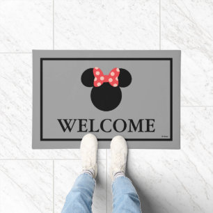 Minnie Polka Dot Head Silhouette   Welcome Doormat