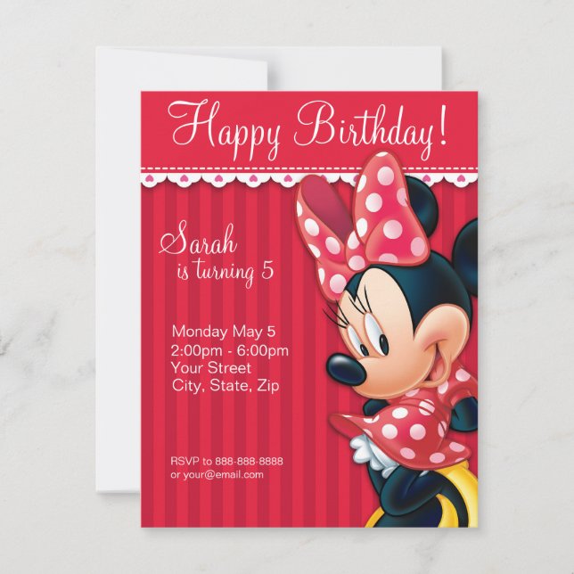 Minnie Red and White Birthday Invitation (Front)