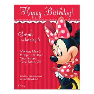 Minnie Red and White Birthday Invitation