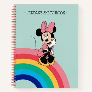 Minnie Sitting on a Rainbow Add Your Name Sketch Notebook