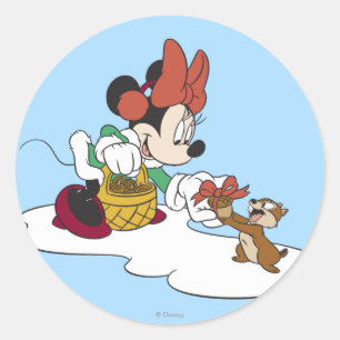 Minnie with a Chipmunk Classic Round Sticker