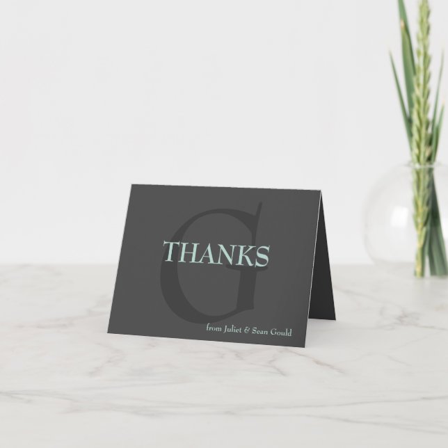 minniemay classic monogram wedding thank you card (Front)