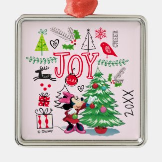 Minnie's Christmas Joy | Add Your Name Metal Ornament