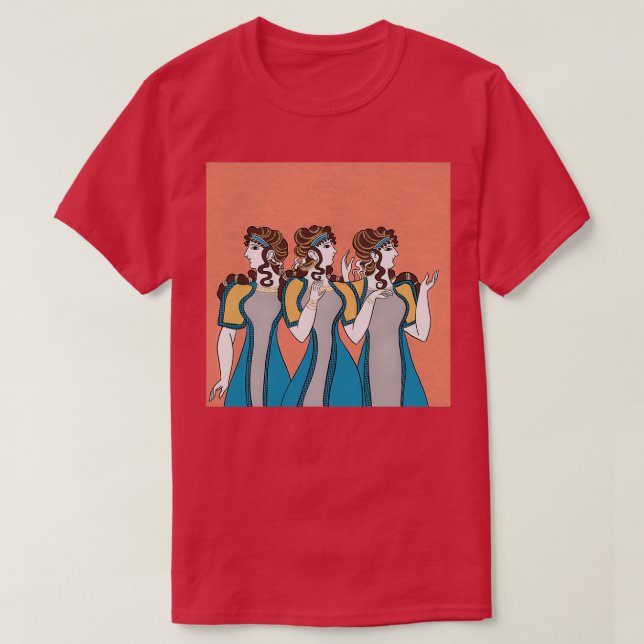 Minoan blue ladies fresco T-Shirt (Design Front)