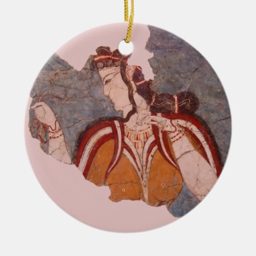 Minoan Wall Painting Ceramic Ornament