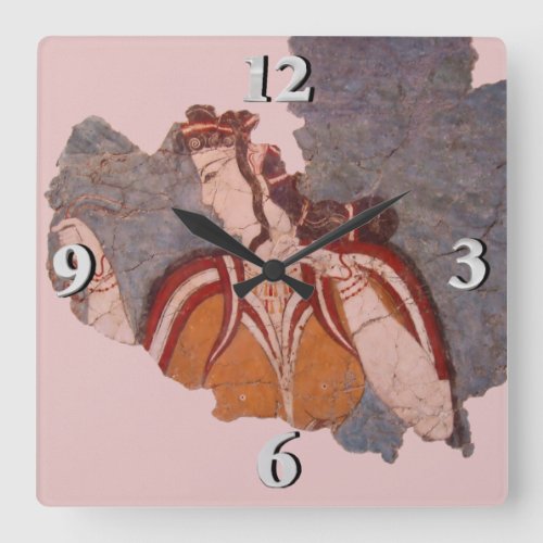 Minoan Wall Painting Square Wall Clock