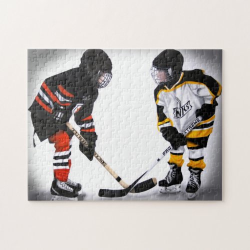 minor hockey players at faceoff puzzle