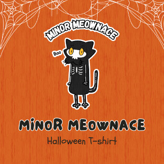 Minor Meownace Boo Spooky Skeleton Cat Halloween T-Shirt
