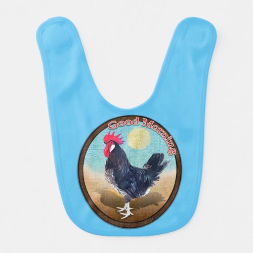 Minorca Rooster Good Morning Vintage Oval Baby Bib