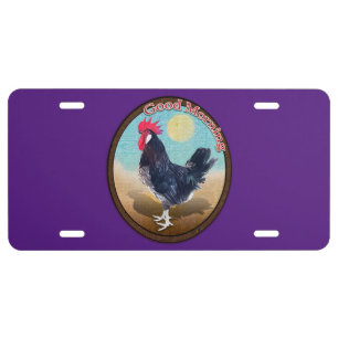 Minorca Rooster Good Morning Vintage Oval License Plate
