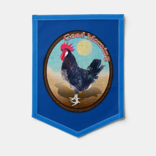 Minorca Rooster Good Morning Vintage Oval Pennant