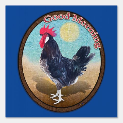 Minorca Rooster Good Morning Vintage Oval Sign