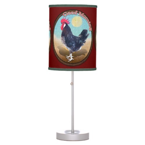Minorca Rooster Good Morning Vintage Oval Table Lamp