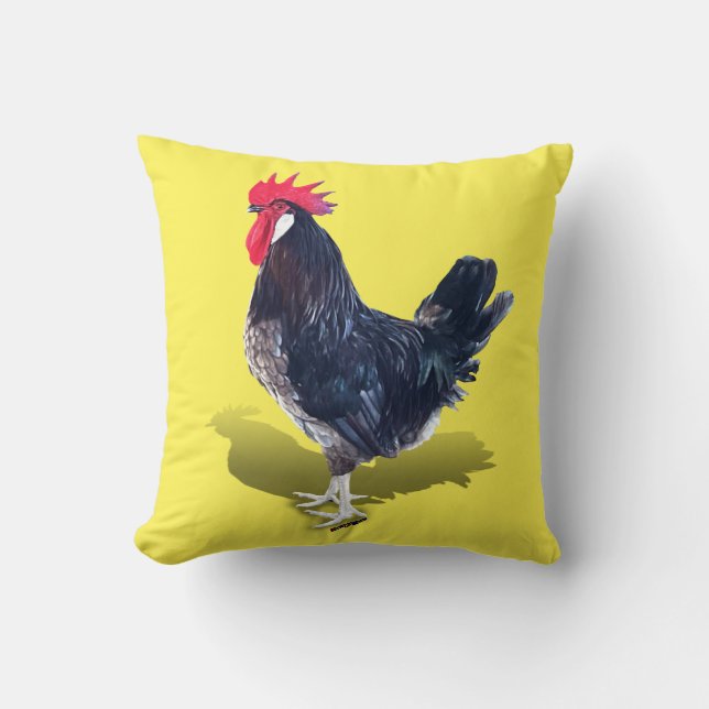Minorca Rooster Throw Pillow (Front)