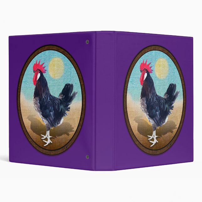 Minorca Rooster Vintage Oval  3 Ring Binder (Background)