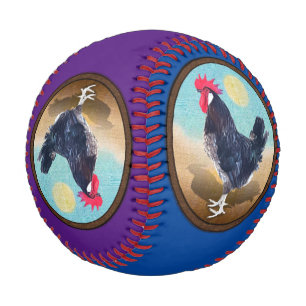 Minorca Rooster Vintage Oval Baseball