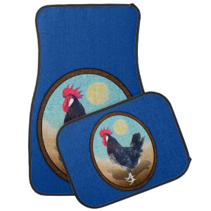 Minorca Rooster Vintage Oval Car Floor Mat