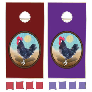 Minorca Rooster Vintage Oval Cornhole Set