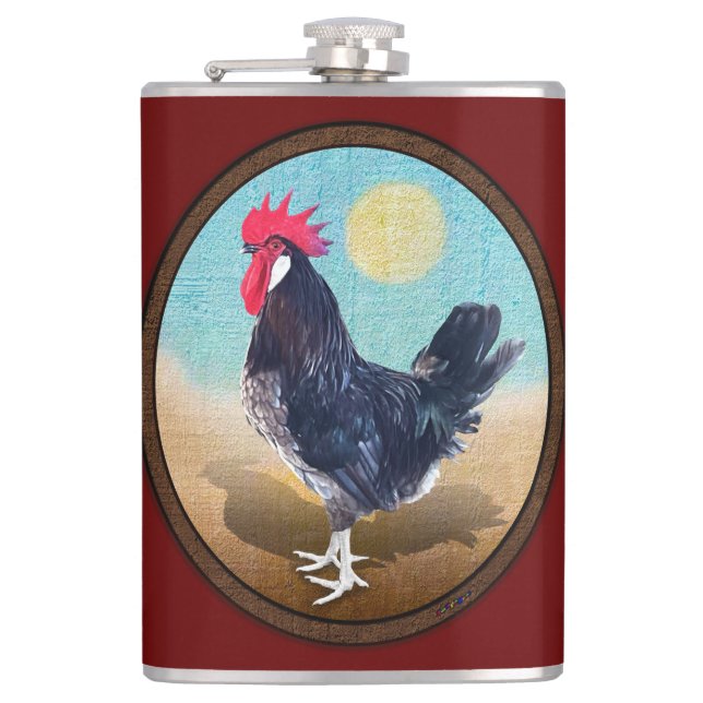 Minorca Rooster Vintage Oval  Flask (Front)