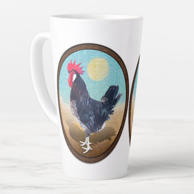 Minorca Rooster Vintage Oval Latte Mug (Left Angle)