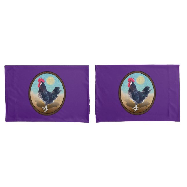 Minorca Rooster Vintage Oval  Pillow Case (Front-Set)