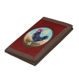 Minorca Rooster Vintage Oval Tri-fold Wallet