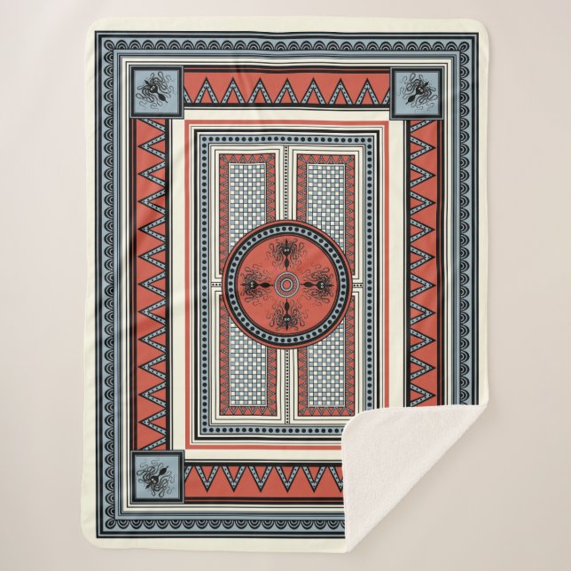 Minos' Hearth: Minoan Palace Sherpa Blanket (Front)