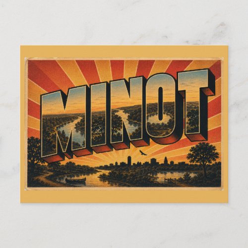 Minot ND Souris River Valley Oak Forest Art Postcard