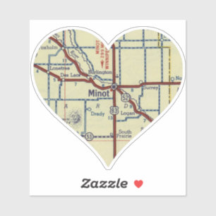 Minot ND Vintage Map Sticker